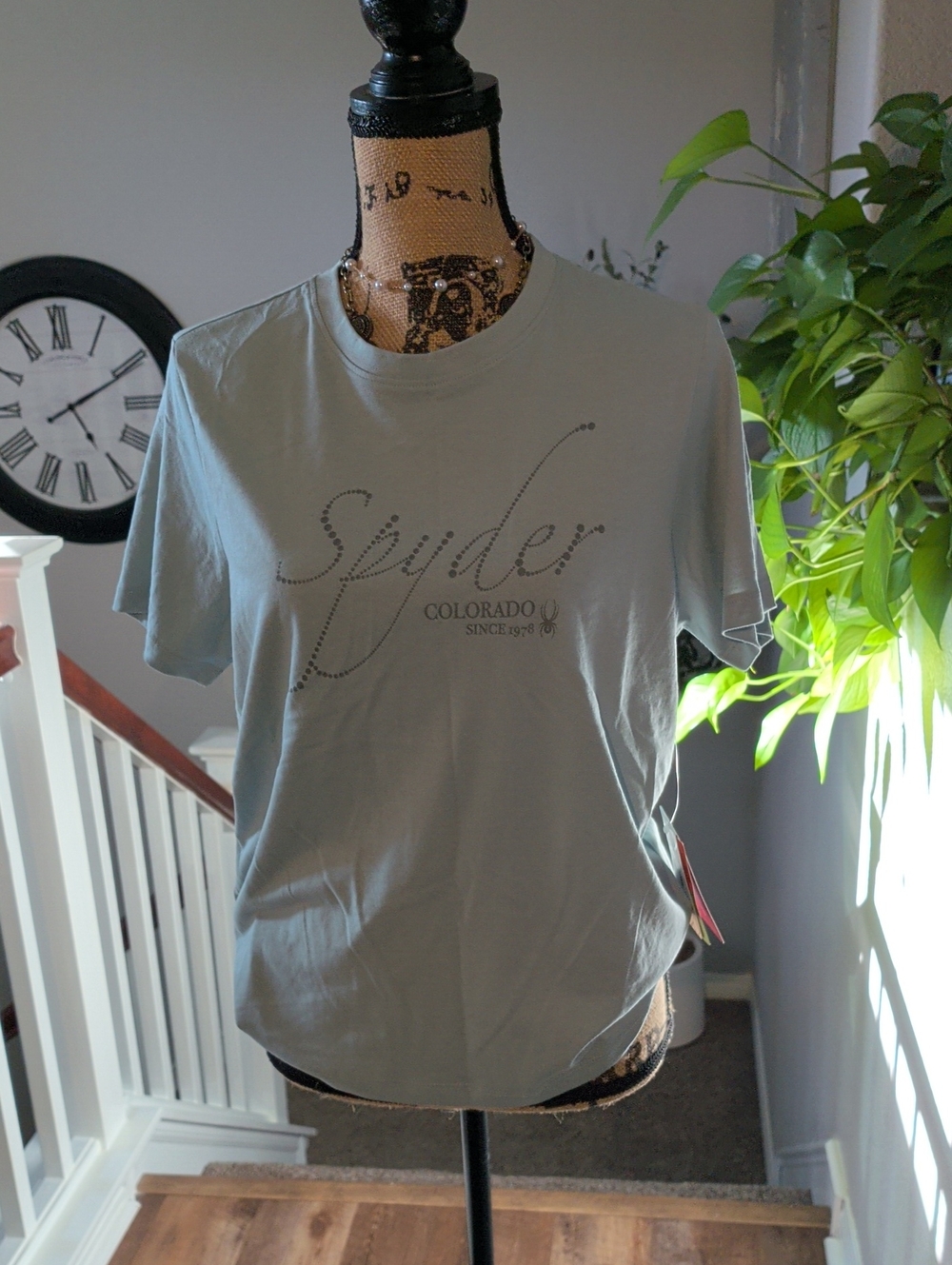 Spyder Size L Light Sage Green Logo Short Sleeve Tee